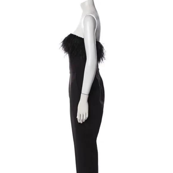 NWT Anthropologie SAYLOR Jane Feathers Strapless Jumpsuit Black Sz 16 - Picture 11 of 14